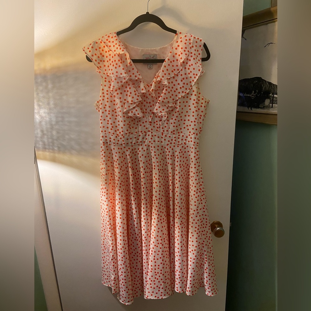 Cece’s New York Polka Dot and Ruffles Fit and Flare Vintage Dress (US 12)